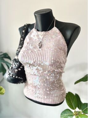2001 RARE Vintage GAP | Pink Sequin Halter Top
